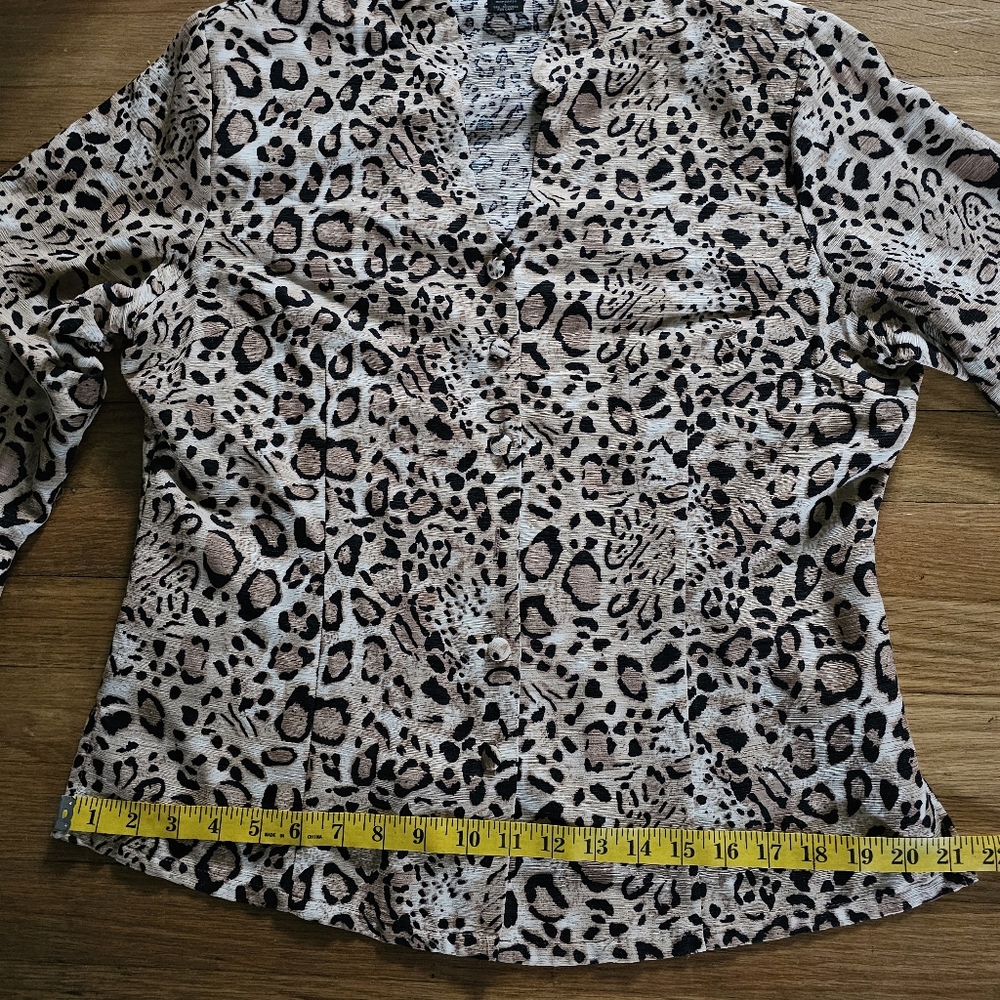 SilkLand 100% Silk Animal Print Blouse Women's Vintage Size Large - Picture 12 of 14